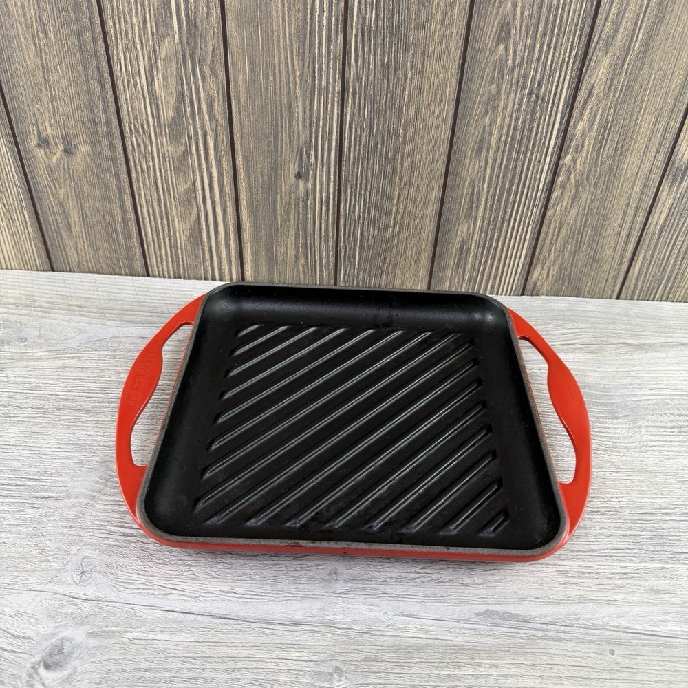 Le Creuset 24cm Square Cast Iron Grill Pan Red Double Handle Made in France